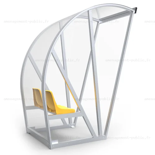 Abri de touche 2 places en aluminium et polycarbonate